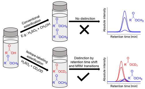Isotope-labeling in situ derivatization and HS-SPME arrow GC–MS/MS for  simultaneous determination of fatty acids and fatty acid methyl esters in  aqueous matrices