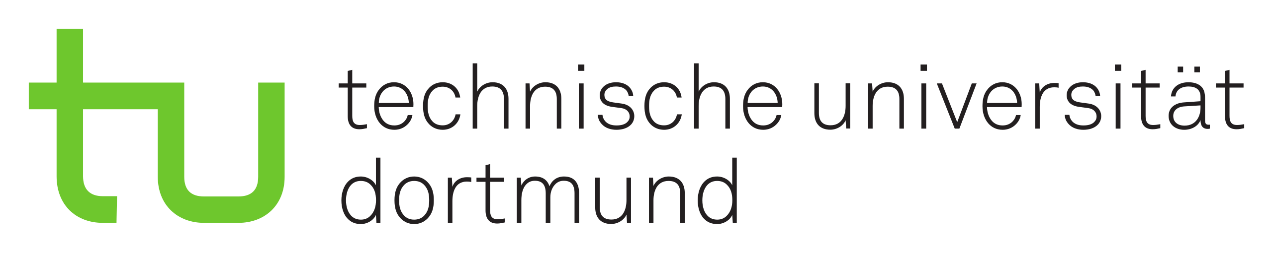 Logo with "tu" in light green and then "technische universität dortmund" in black 